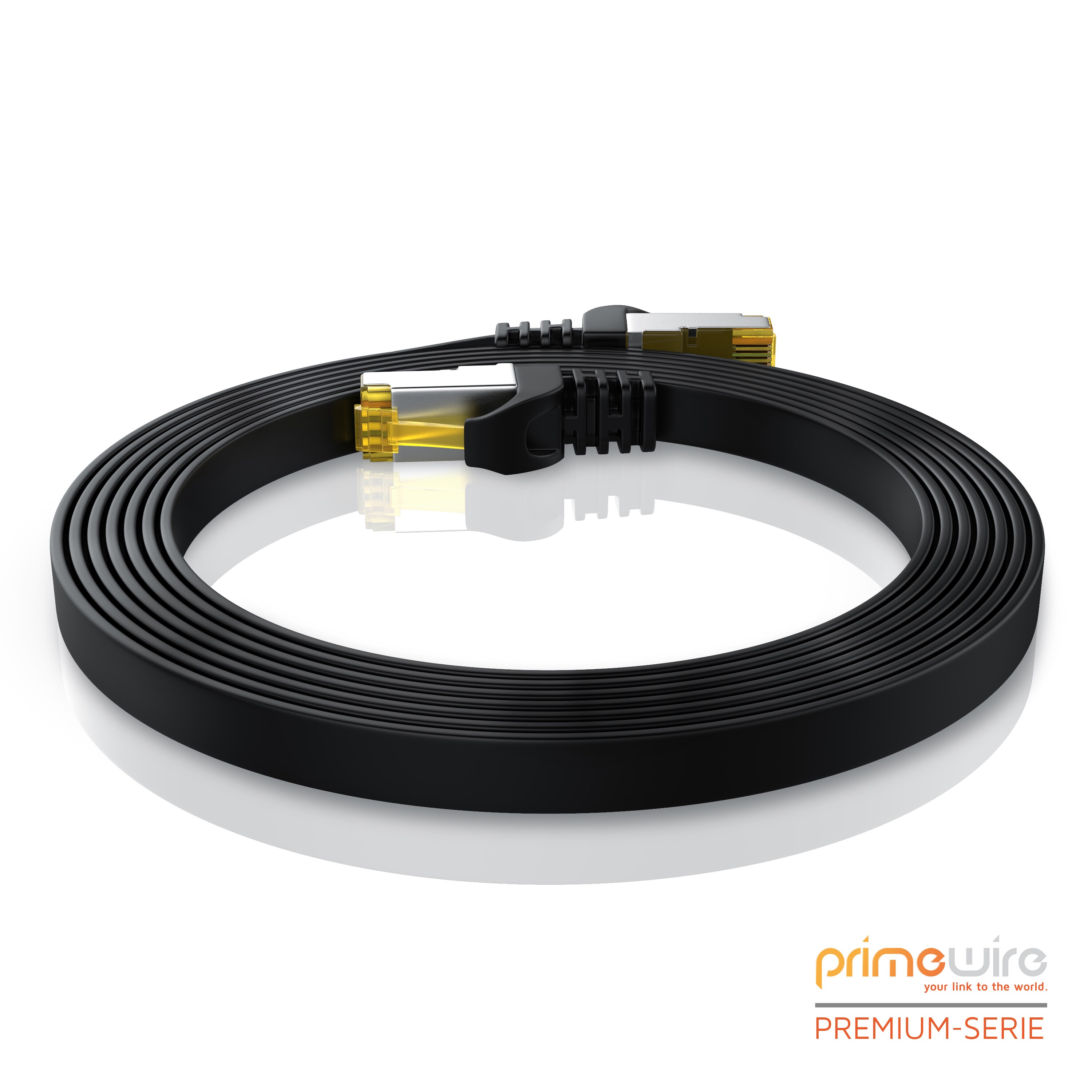 Primewire 10x LAN-Kabel CAT.7, RJ-45 (Ethernet), CAT 7 Flachband U/FTP Gigabit Netzwerkkabel 10 Gbit/s Patchkabel - 0,5m