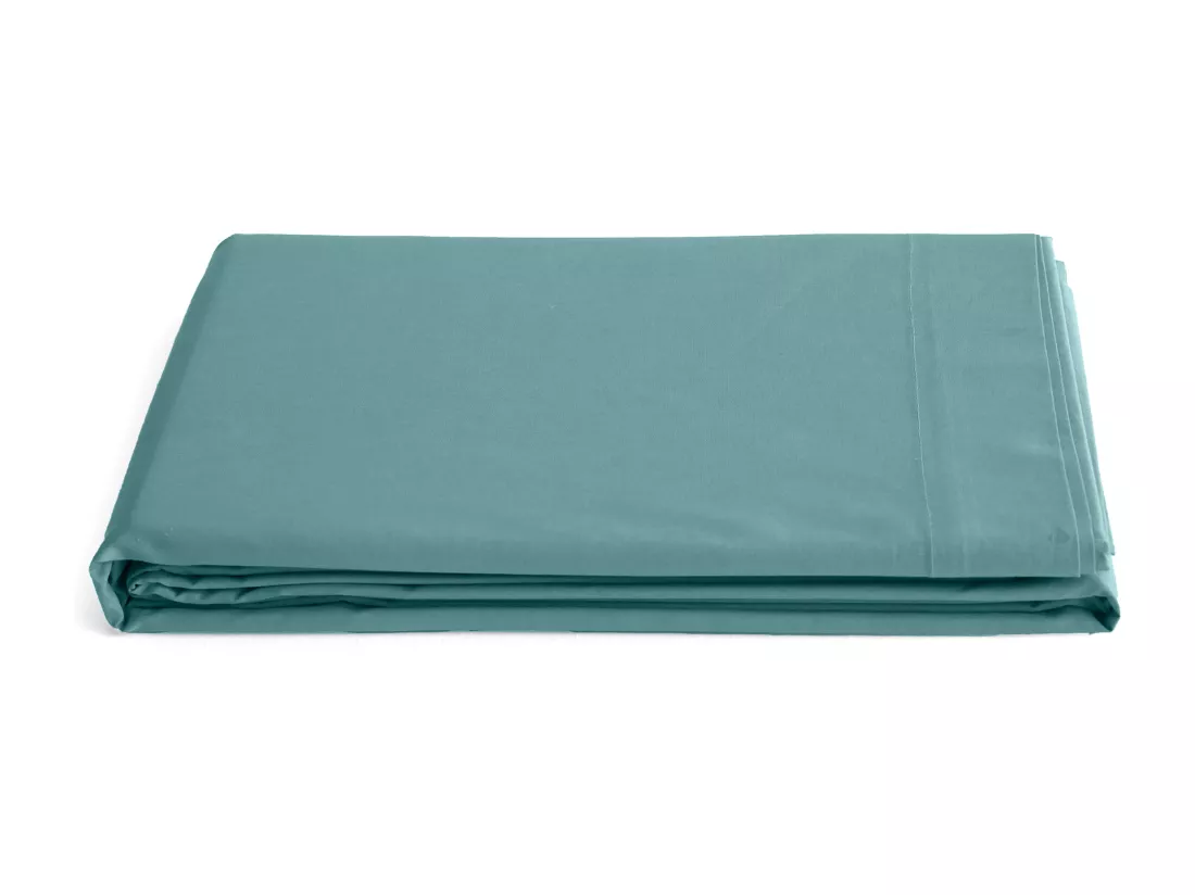 Drap plat 180x290 cm percale de coton MANOIR vert Opale