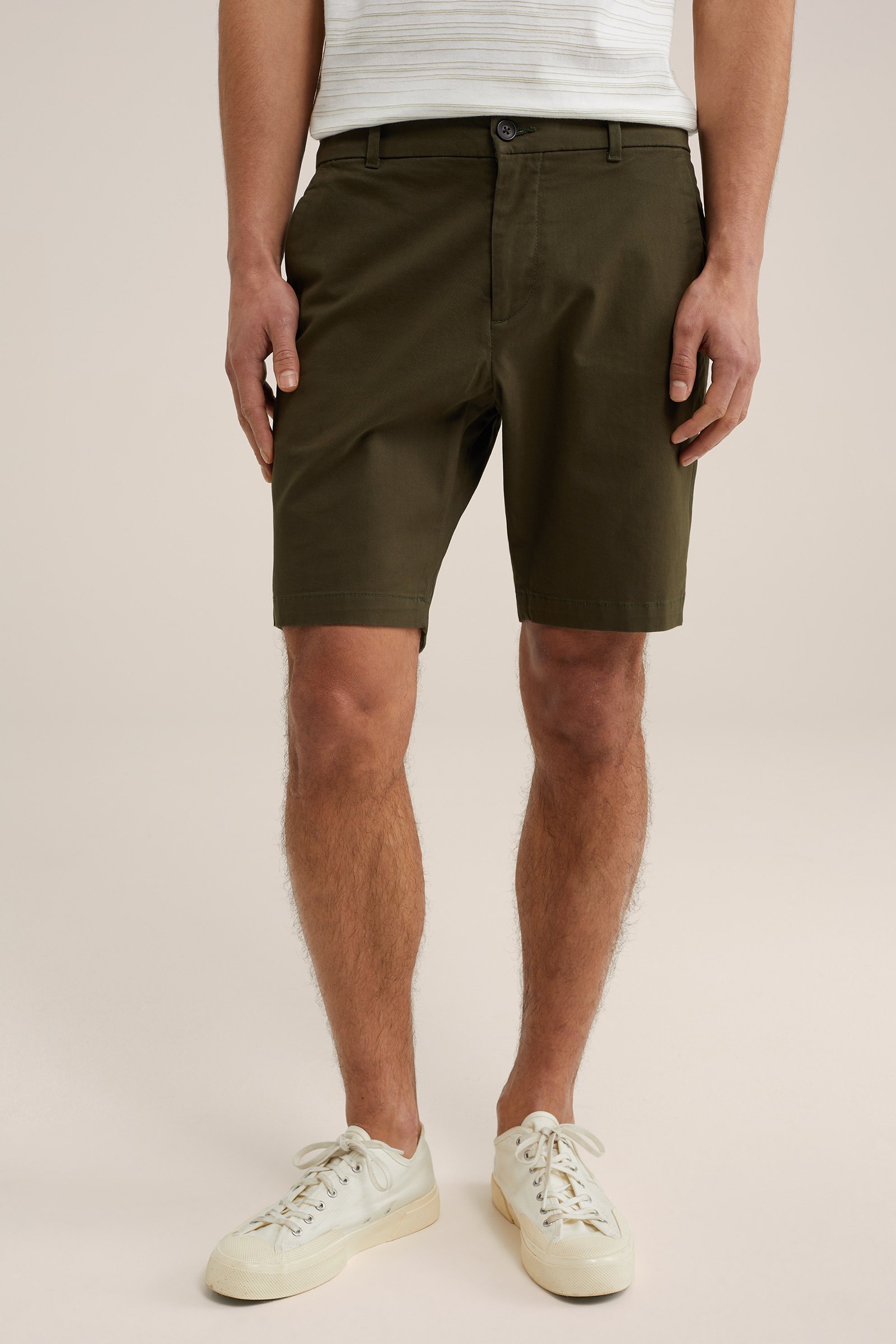 regular fit chinoshort met stretch WE Fashion Mosgroen