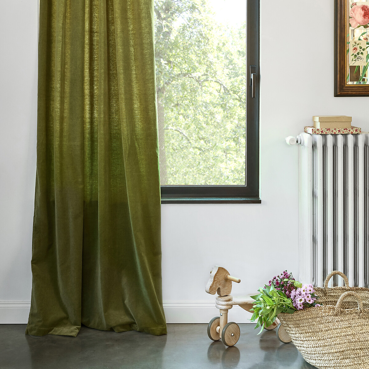 LA REDOUTE INTERIEURS<br>Cortina de veludo com acabamento em laços ocultos, Veludo