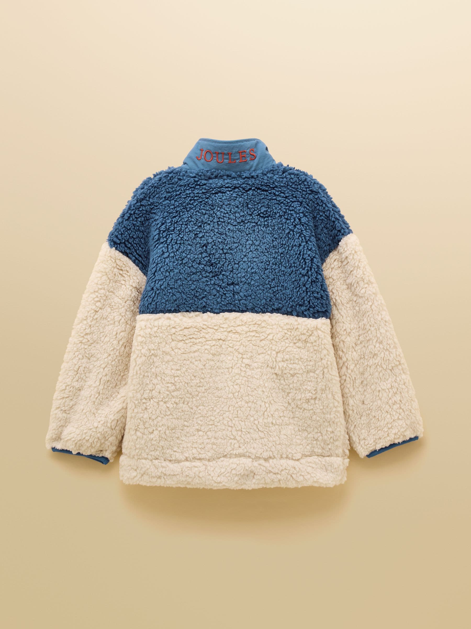 Crème en blauw - Joules Billy fleece met rits voor jongens