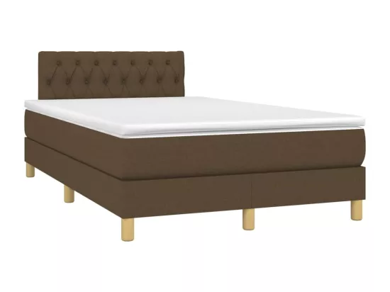Sommier tapissier matelas et LED Marron foncé 120x200 cm Tissu