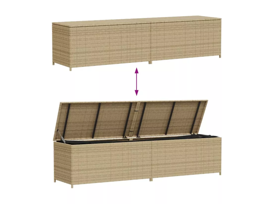 Prolenta Premium - Boîte de rangement de jardin mélange beige 469L résine tressée