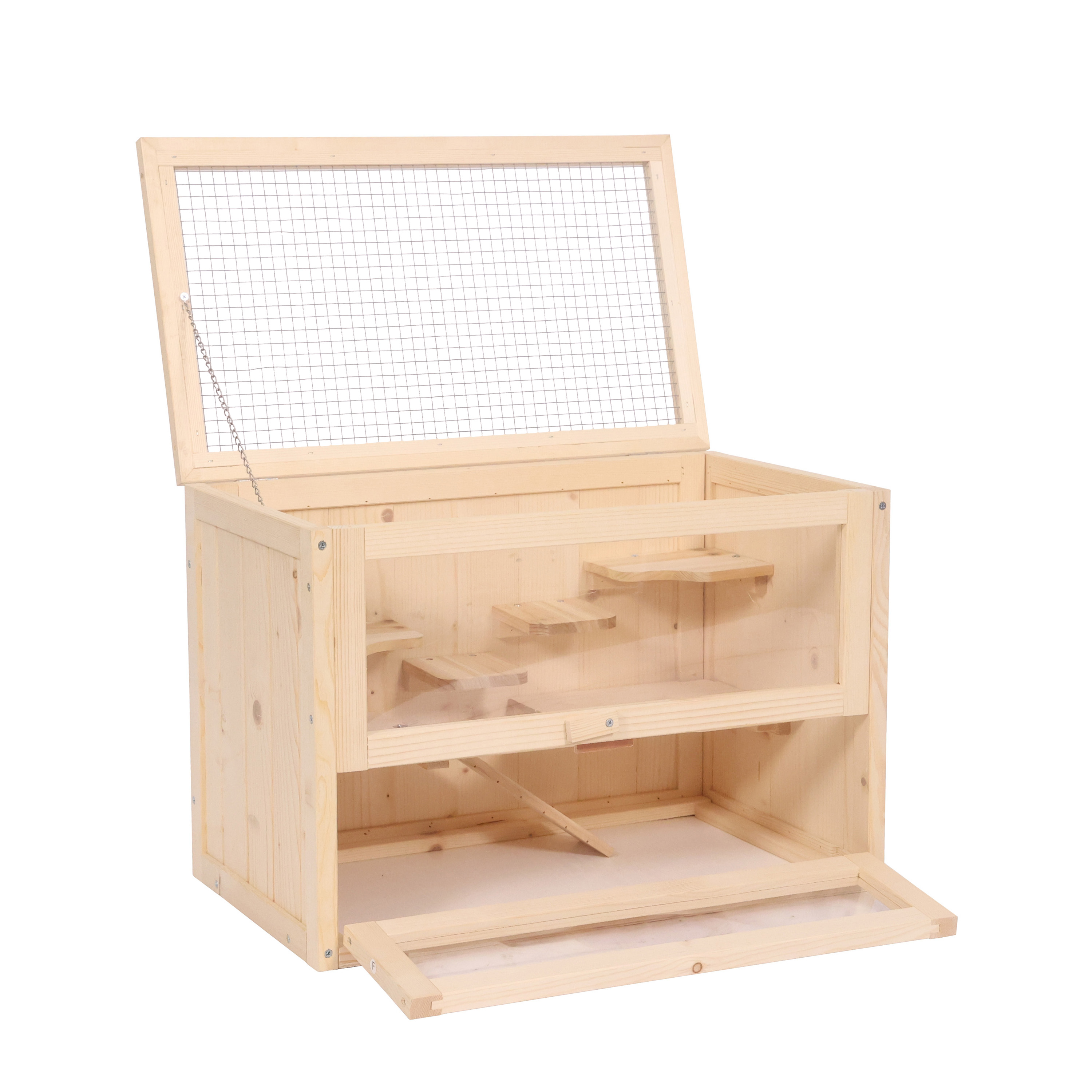 Kleintierkäfig Holz 60 x 35 x 42 cm natur