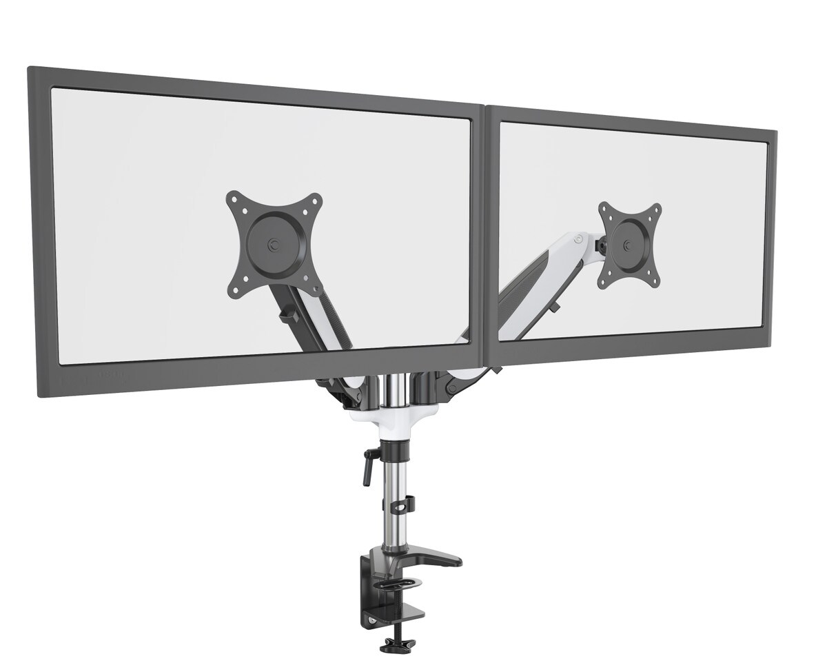 ERGOLEBEN GS220TK 2 Monitor Tischhalterung | 15-27 Zoll | Gasdruckfeder | höhenverstellbare | drehbar schwenkbar neigbar | VESA 75/100 | bis 8kg je Monitor