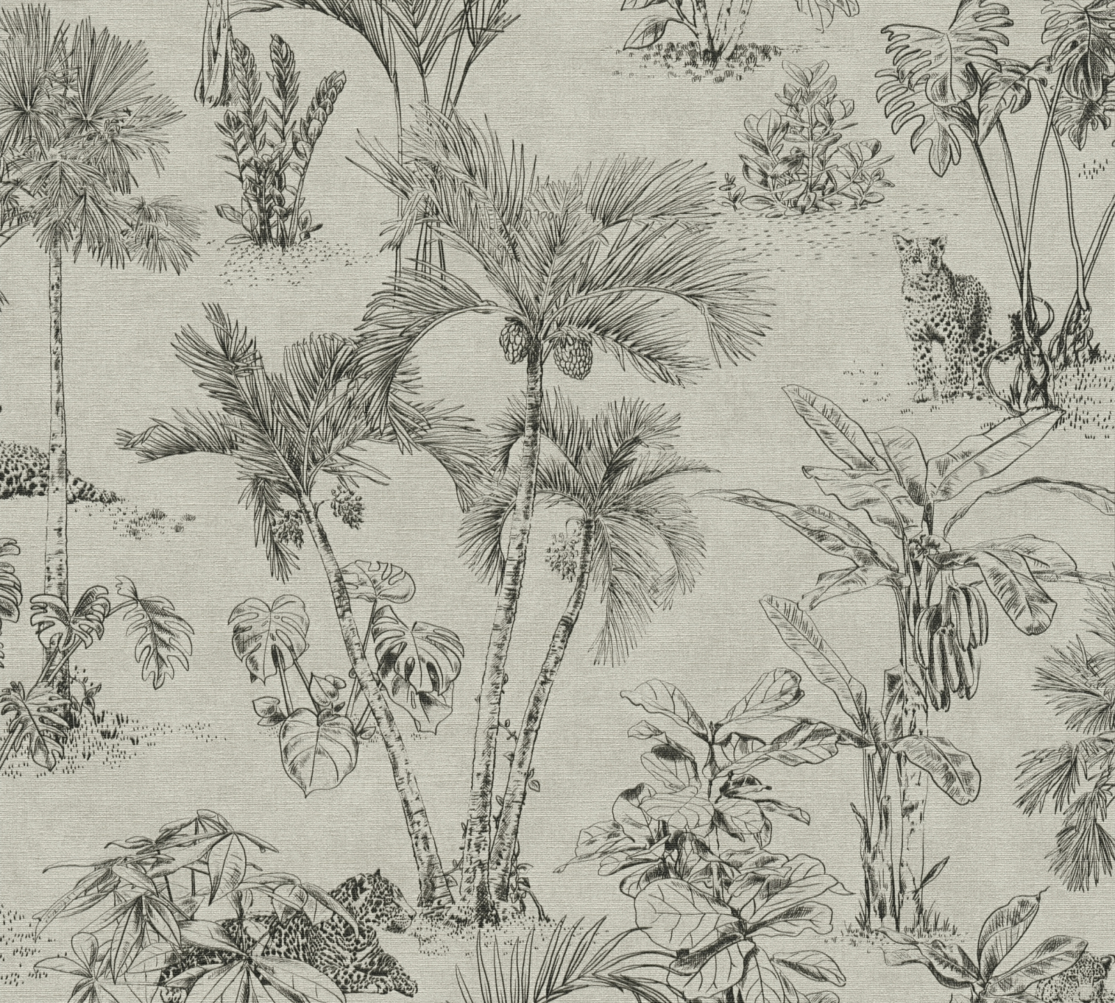 Vliestapete - Blumen - creme-schwarz - 10 Meter