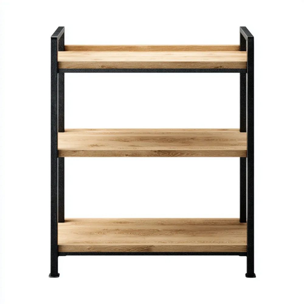 Industrielles Regal mit Stahlrahmen und Holz 70x30x100 cm – Eiche/Schwarz