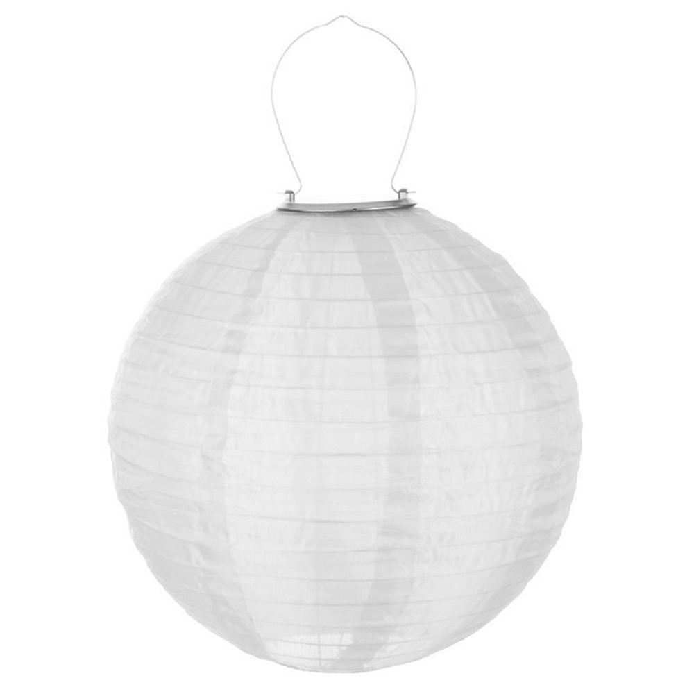 (10er Set) Ø20cm LED Solar Lampion Outdoor Deko Lampe mit Tag / Nacht Sensor (IP55) - Weiss