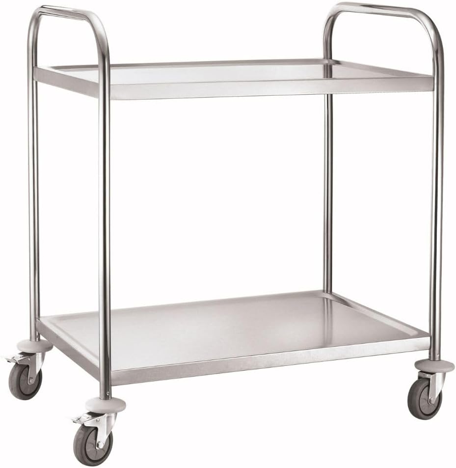 METRO Professional Servierwagen GST1002 mit 2 Ebenen, Edelstahl, 85 x 52.6 x 94 cm, Silber