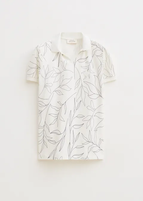 Polo met print floral off-white (WIT.O)