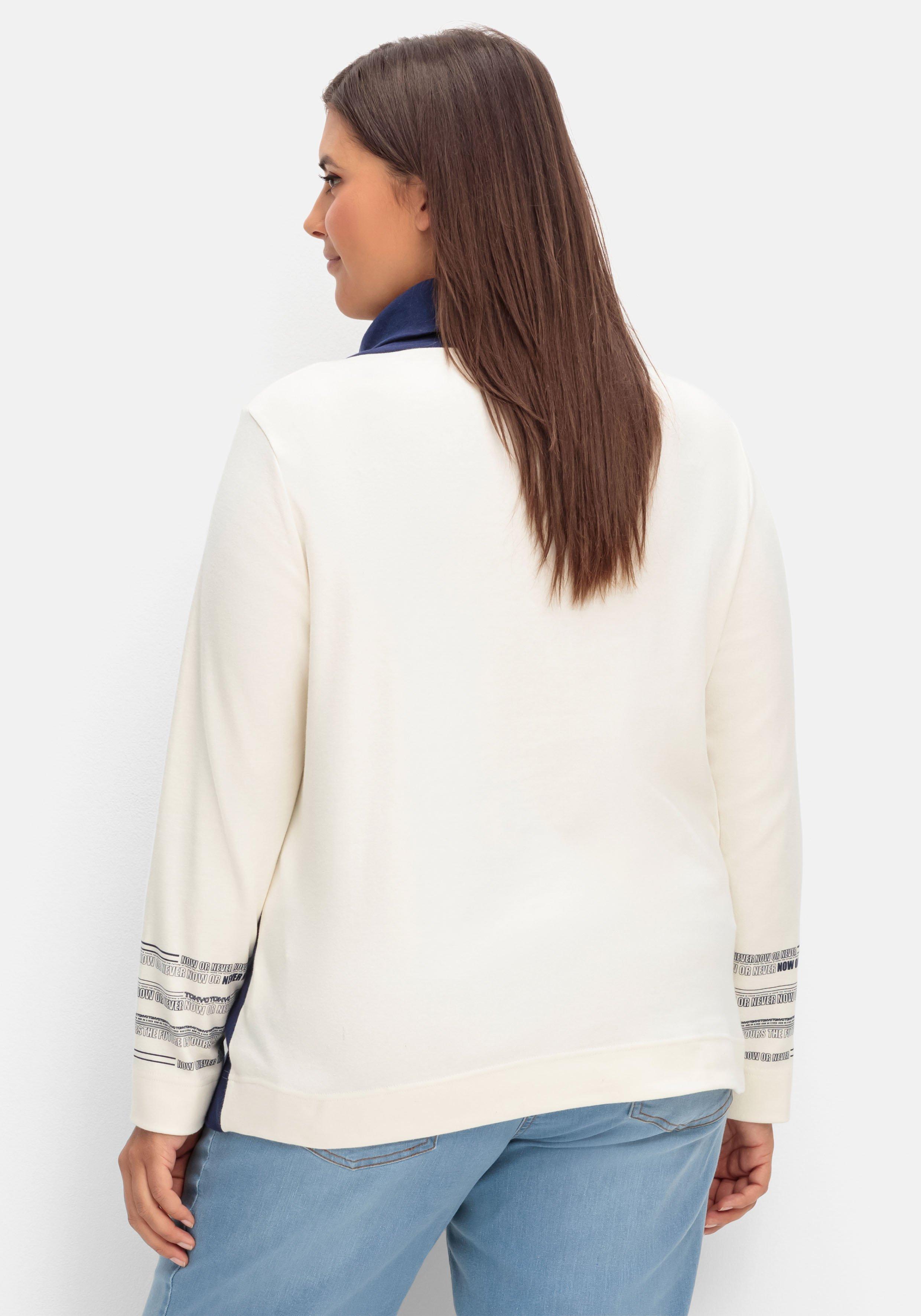 Sweatshirt mit weitem Rollkragen und Kontrastdetails