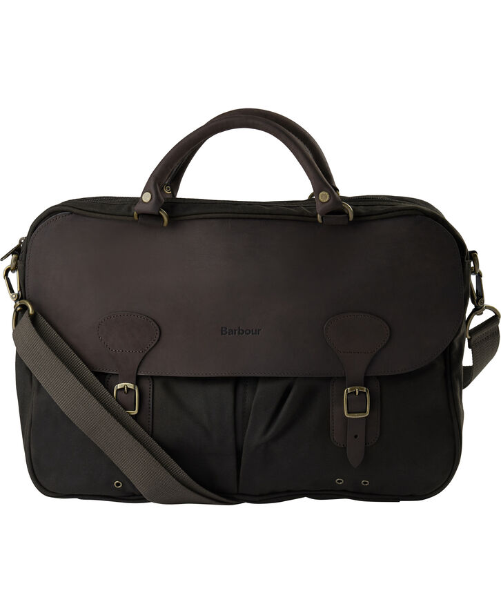 Barbour Wax Leather Briefcase Olive