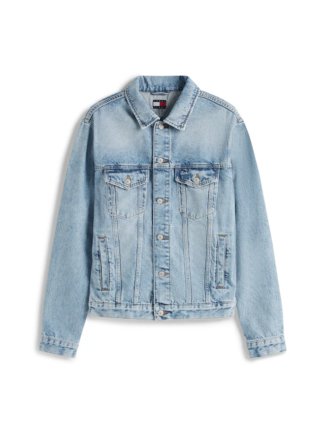 Tommy Jeans Jeansjacke »RYAN RGLR TRCKR RWB  EXT CI6033« ohne Kapuze Freizeitjacke, Übergangsjacke,  Mit Rundhalsausschnitt