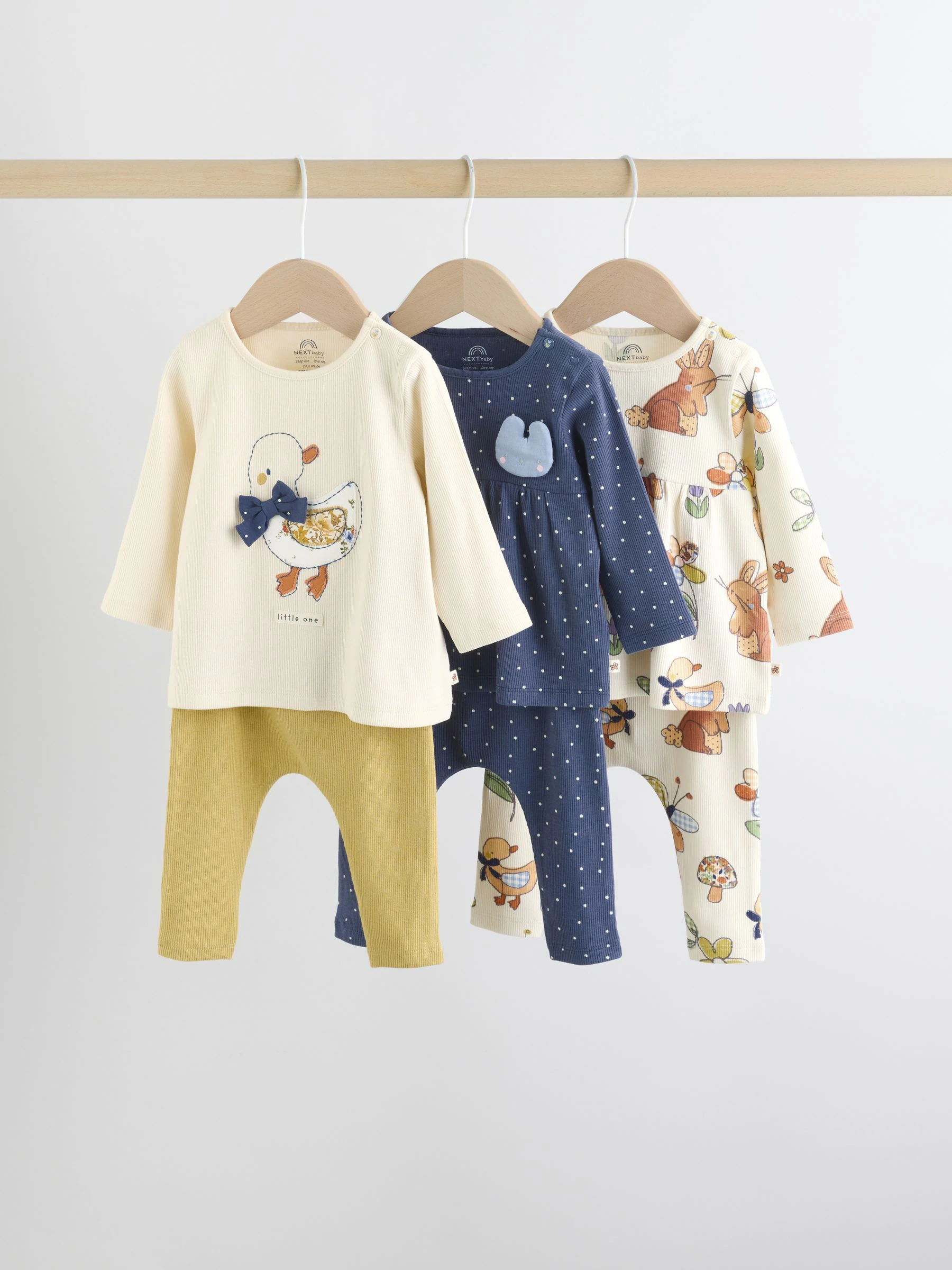 Ecru - 6 -delige set van top met lange mouwen en leggings (0mnd -3jr)