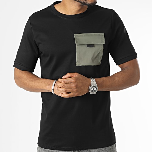 Tee Shirt A Poche Noir Vert Kaki