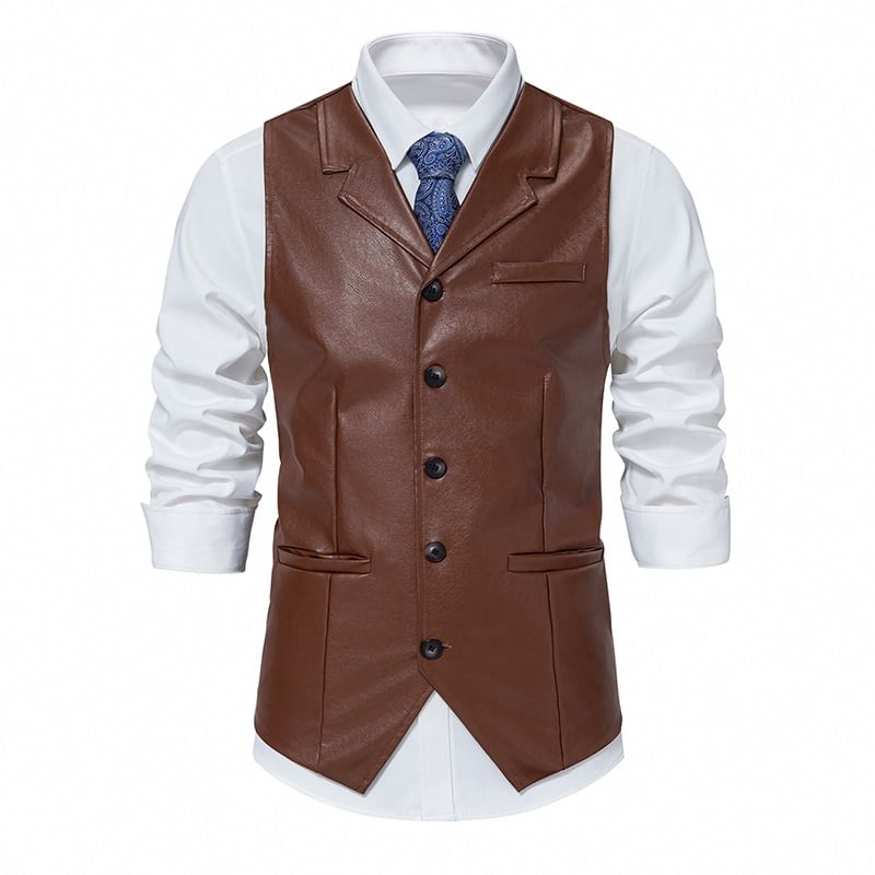 YIKES - Mouwloos reverskraag imitatieleren vest