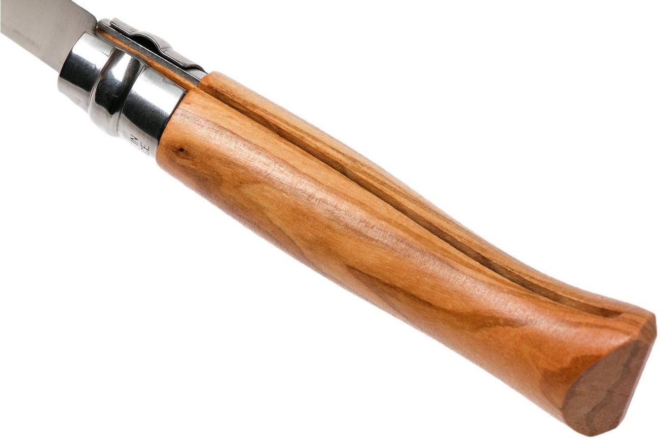 Opinel zakmes No. 8 Luxury Range met leren sheath, olijfhout