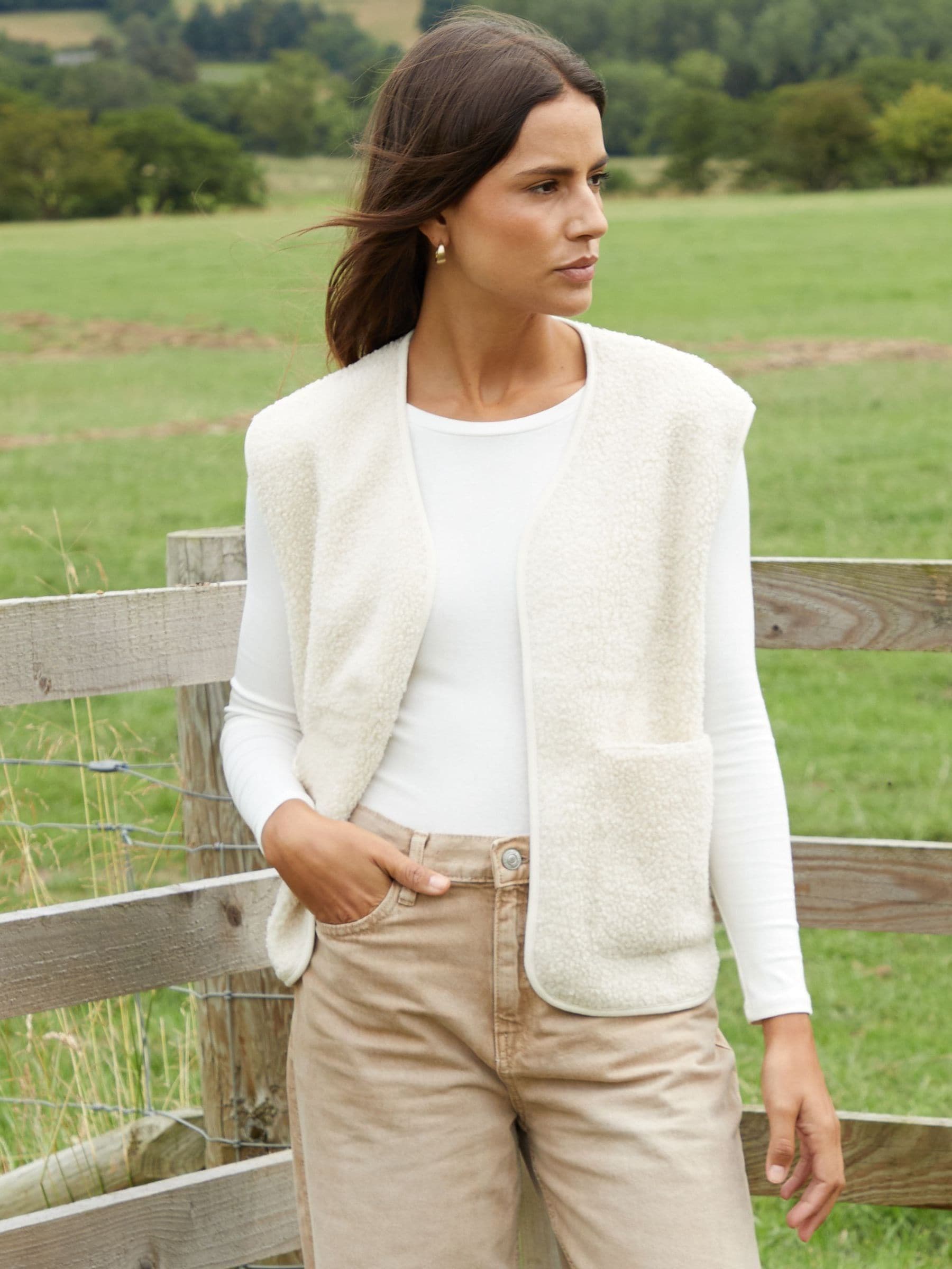 Crème - Threadbare omkeerbaar gilet met borg