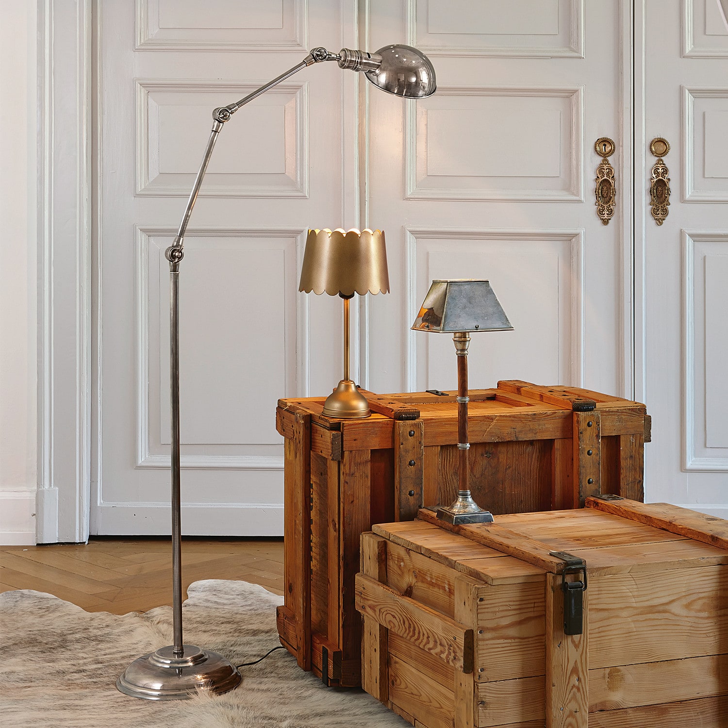 Stehlampe Tulsa antiksilber