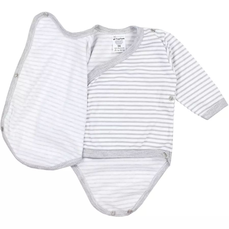 TupTam Baby Langarm Wickelbody im 5er Set grauweiß