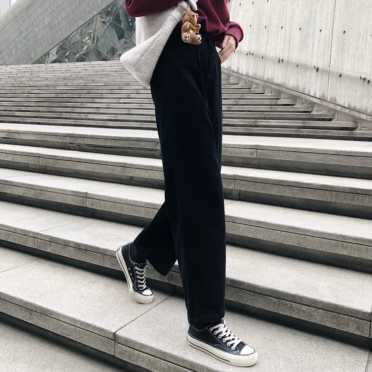 RONIN - Rechte corduroy broek met middelhoge taille