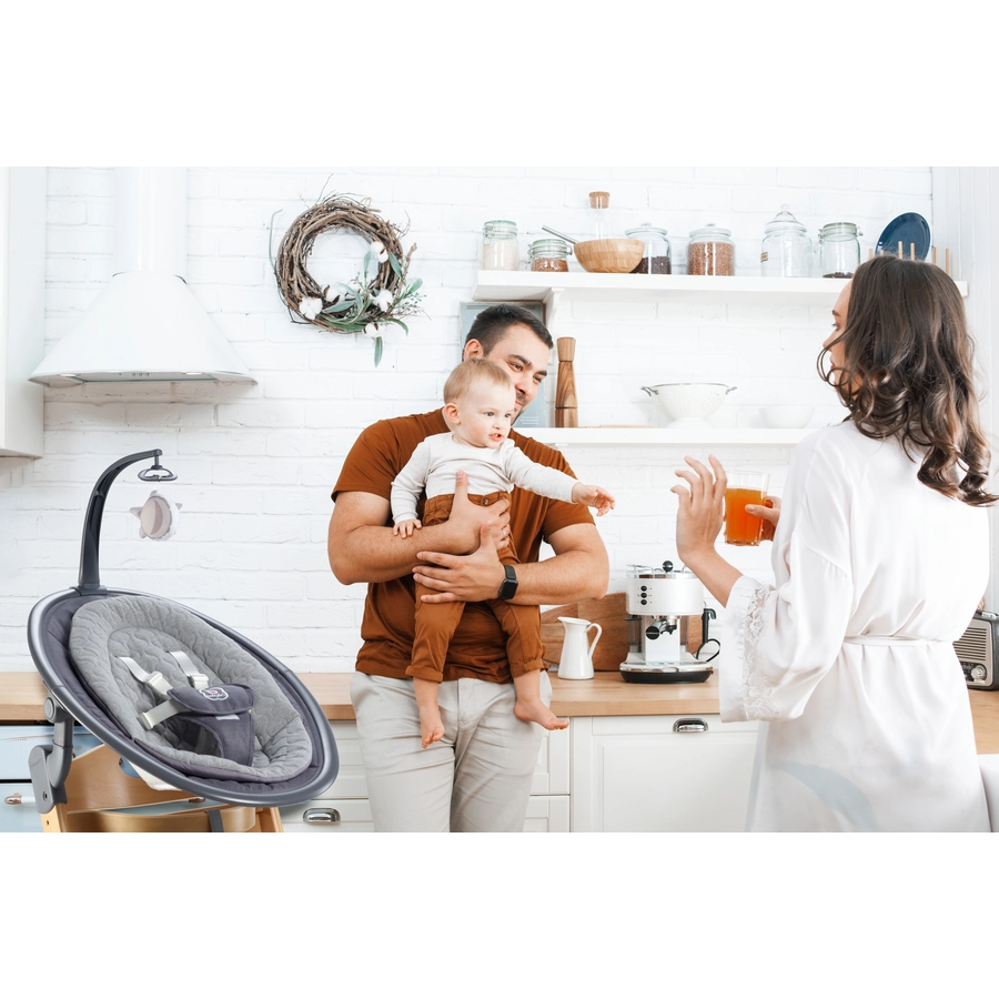 babyGO Hochhstuhl-Set Newborn Family Natur  Grey