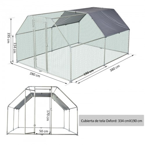 Galinheiro externo prateado para aves.