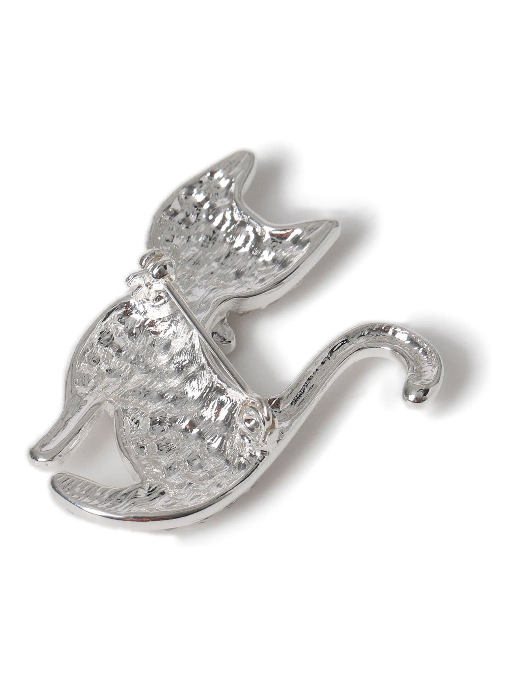 Aela Silver Tone Christmas Cat Brooch
