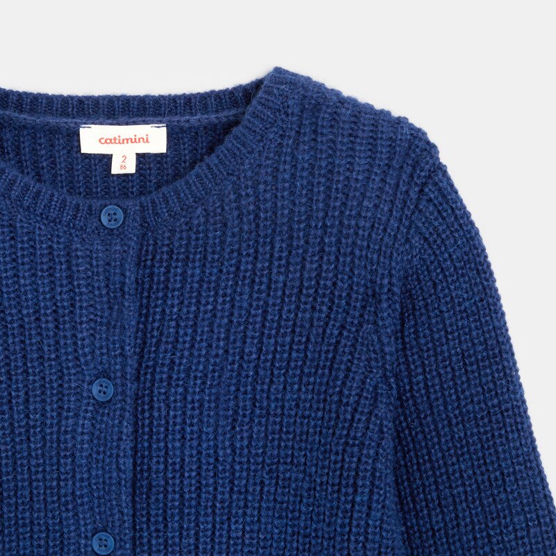 Gilet bébé fille maille tricot bleu nuit Catimini Bleu