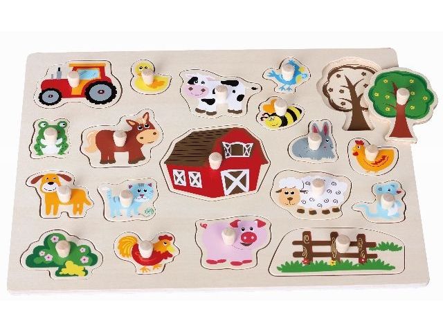Spielba Holzspielwaren Puzzle Tiere gross mit Griffli Holzpuzzle