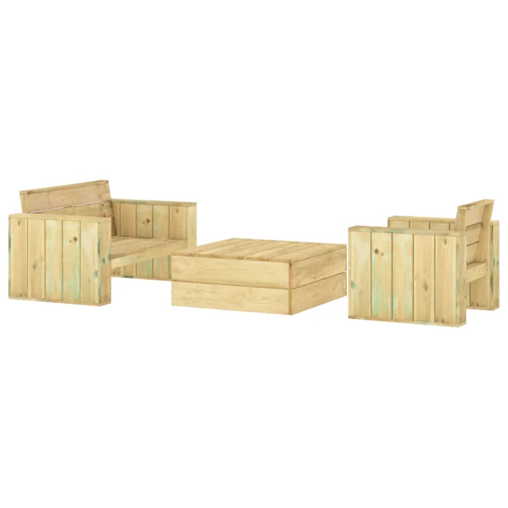 Salon de jardin meuble d'extérieur ensemble de mobilier 3 pièces bois massif de pin imprégné