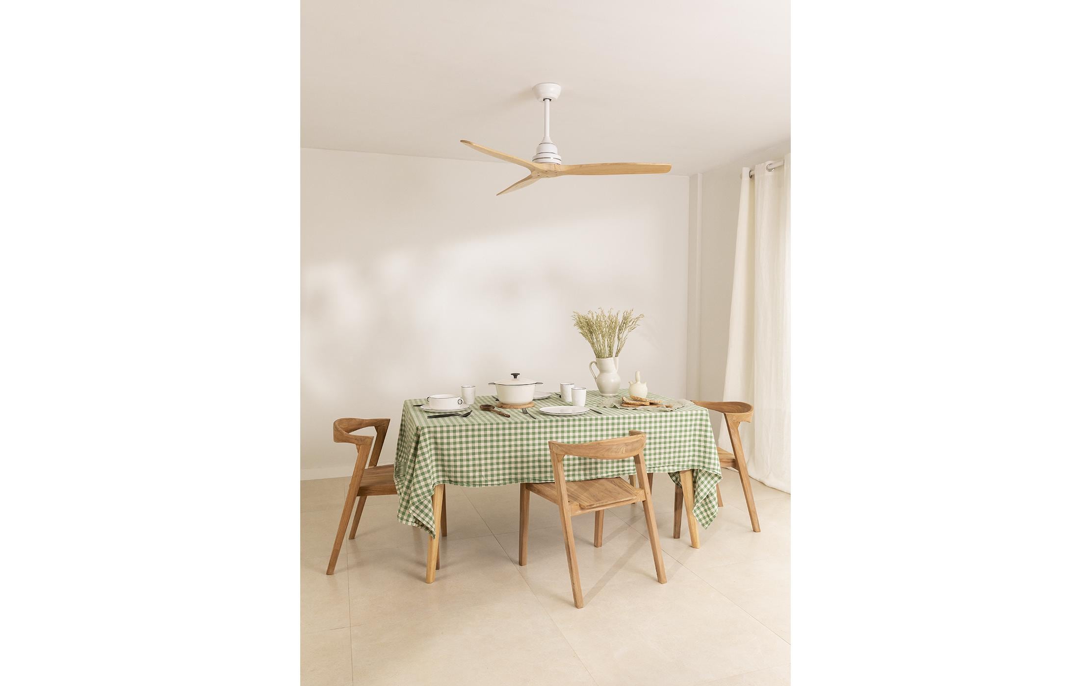 Deckenventilator, Holz Weiss<br>Leiser Deckenventilator mit Fernbedienung und 3 Geschwindigkeiten