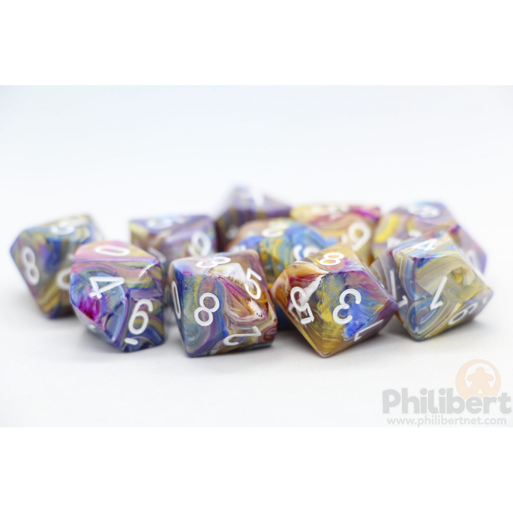 Set de 10 Dés 10 Faces Chessex : Festive
