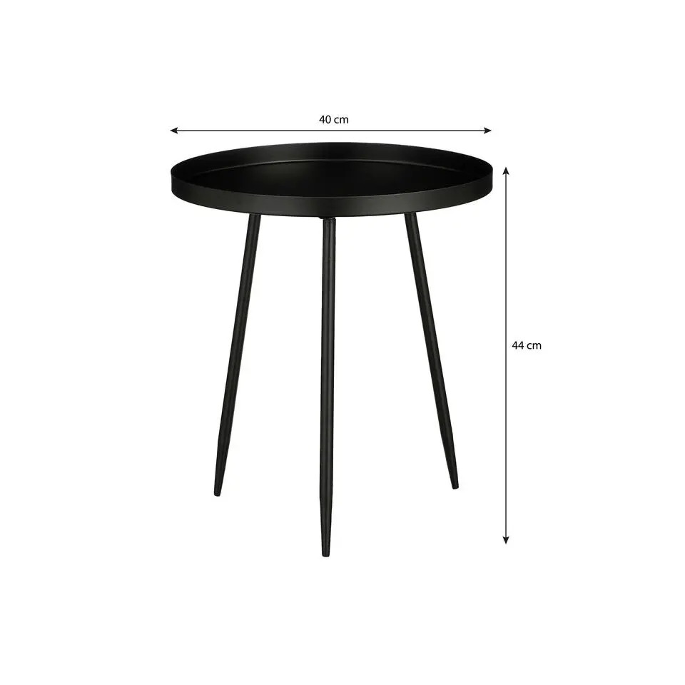 Mica Decorations Flores Bijzettafel - H44 x Ø40 cm - Zwart