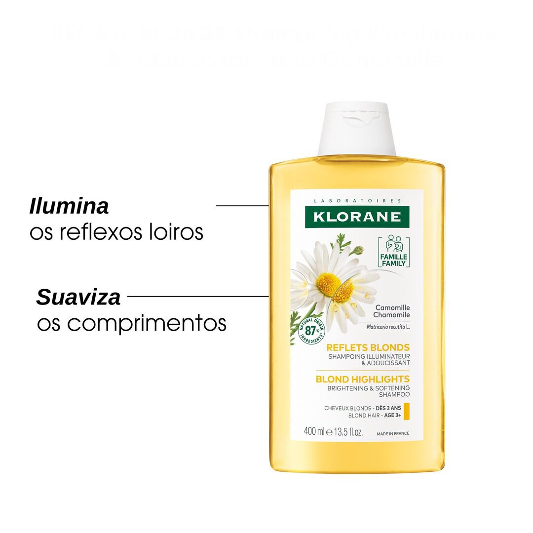 KLORANE  Champô Camomila Reflexos Dourado Cabelo Loiro - 400ml