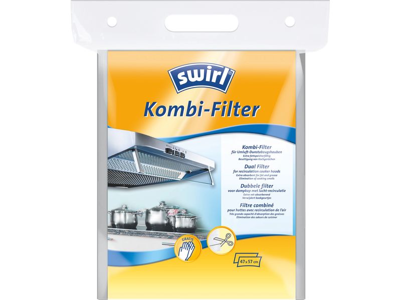 Swirl Kombi-Filter mit Aktivkohle 1 Stück Fett- und Geruchsfilter für Umluft-Dunstabzugshauben