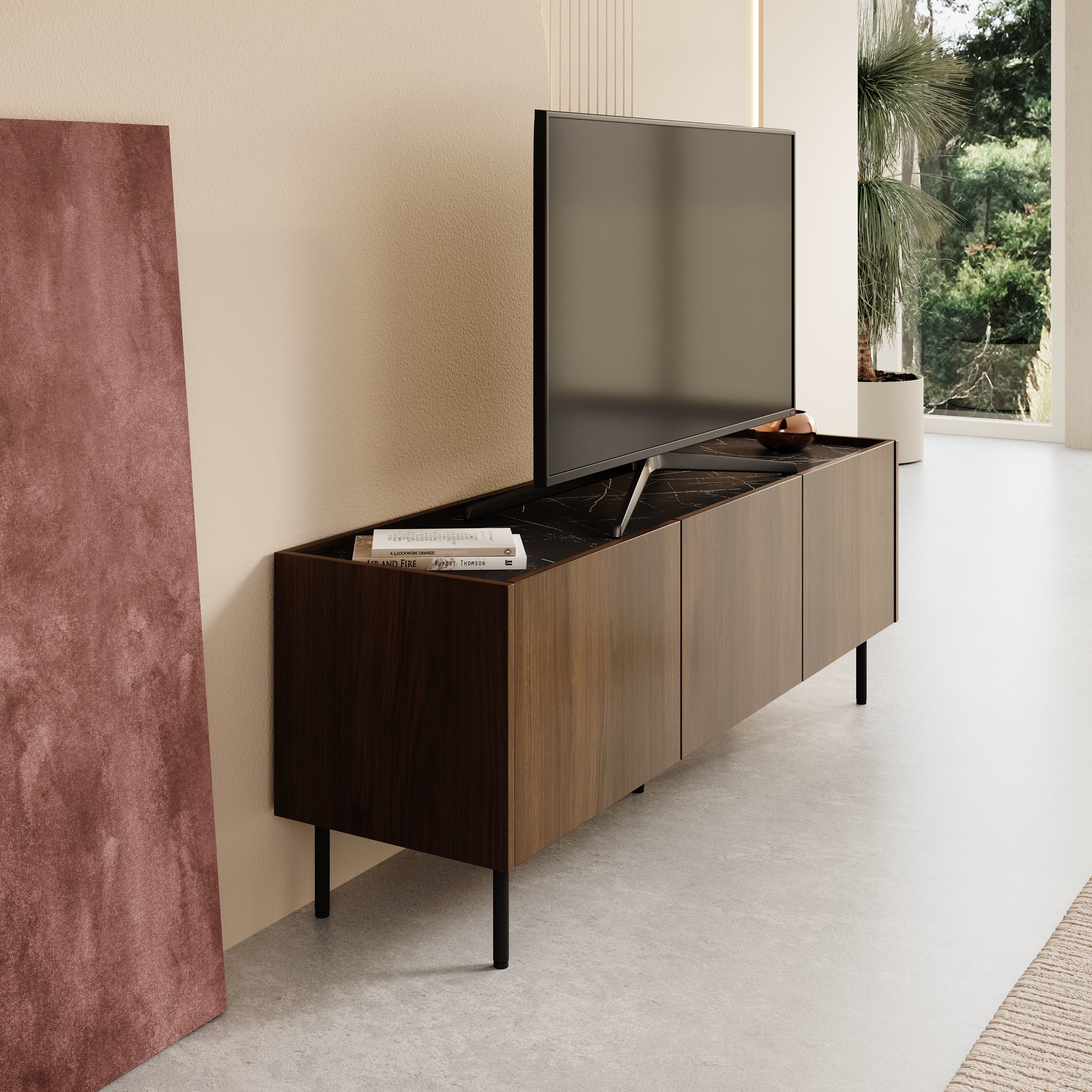 Meubella - Tahiti - TV-Meubel - Donker eiken - 144 cm