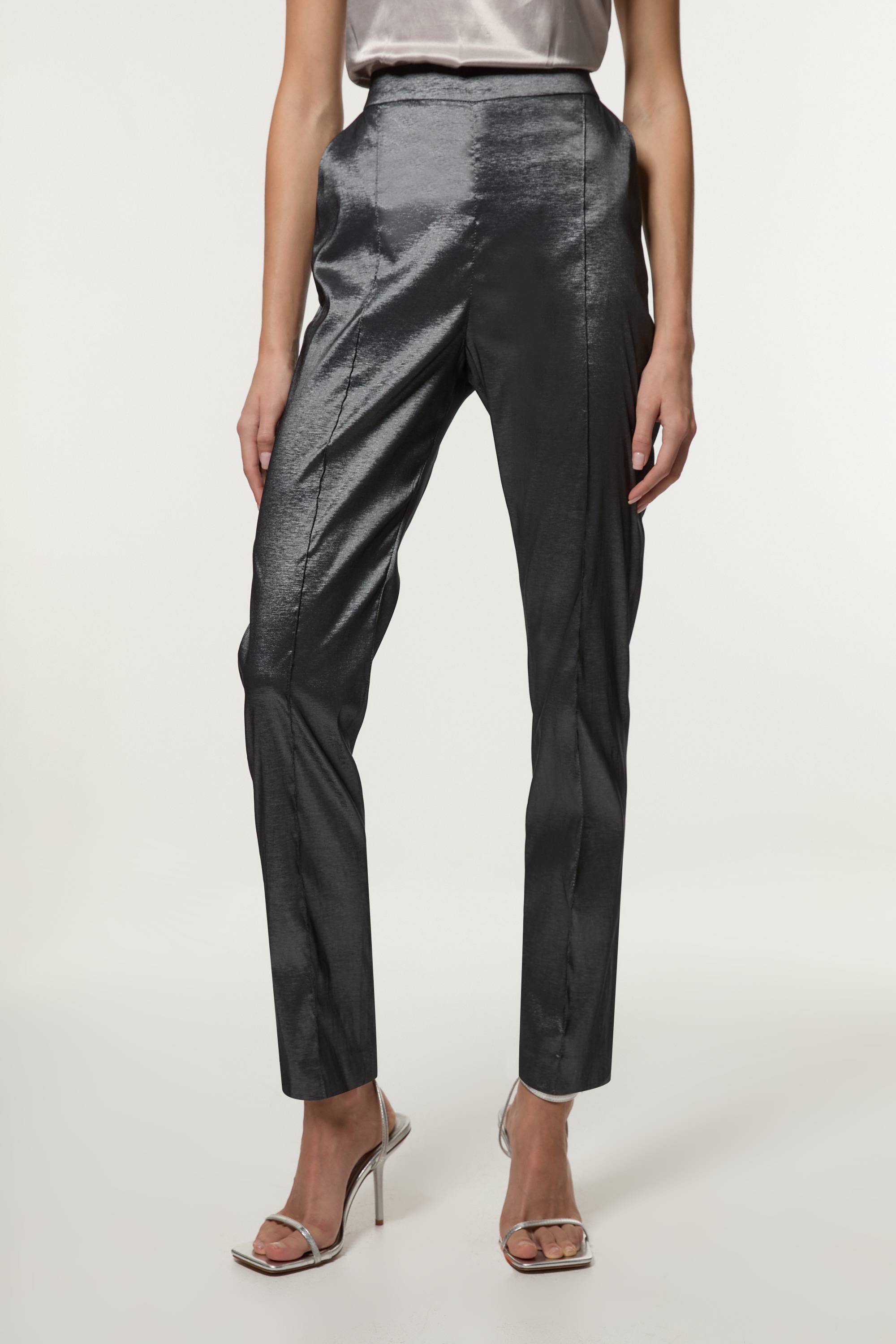 KarenMillen Pantalon droit métallisé à coupe fluide