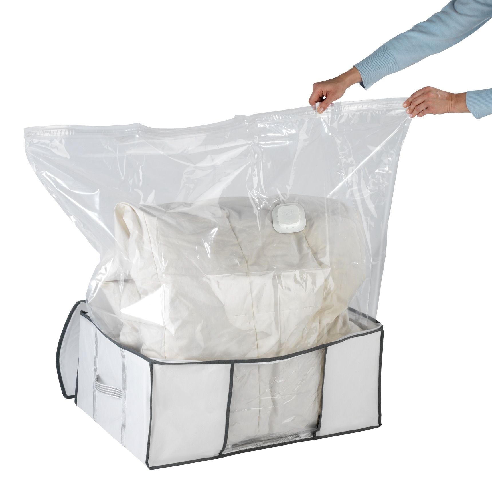 WENKO Unterbettkommode »Vakuum Soft Box L« integrierte Vakuum-Tasche & Blitzventil, bis zu 75 % Platzersparnis