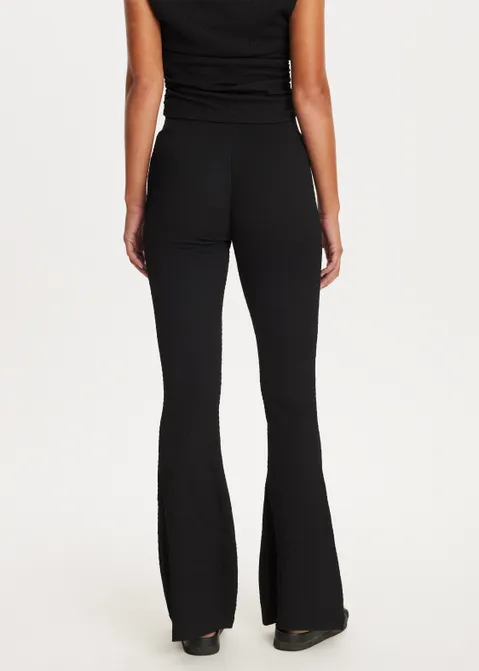 Flared broek met structuur zwart (ZWART)
