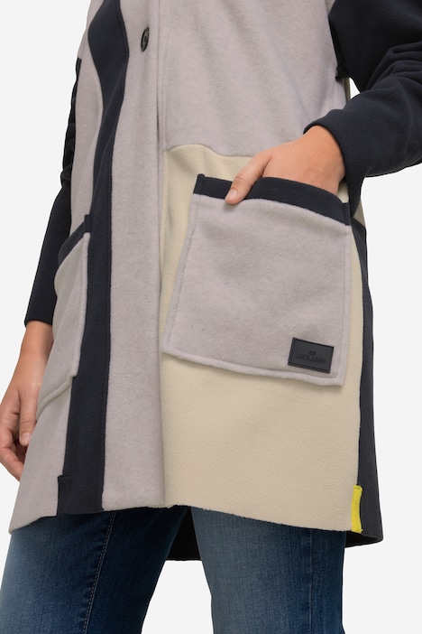 Jacke, Fleece, Colorblocking, Kelchkragen, Langarm, OEKO-TEX