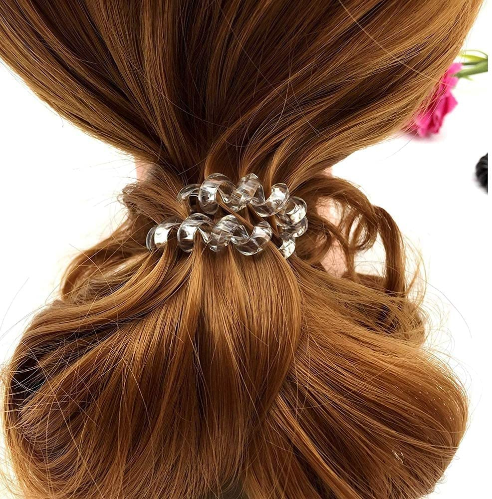 (10er Set) Ø4cm Elastische Haarspiralen Haarband ohne Metall - Transparent