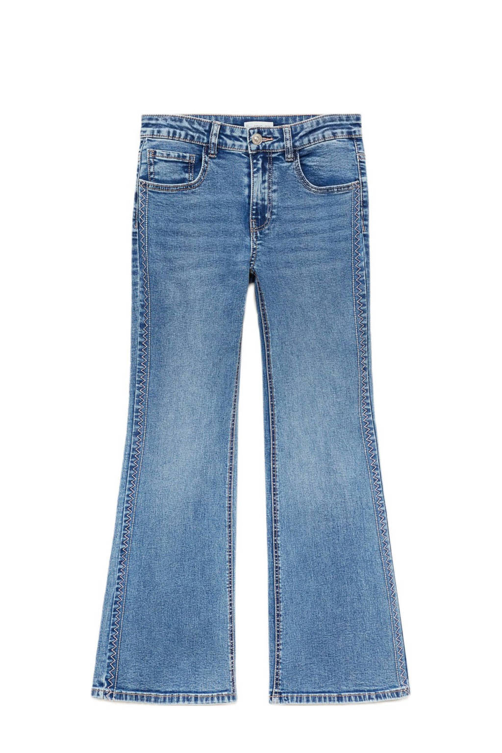 MANGO TEEN flared regular waist flared jeans medium blue denim