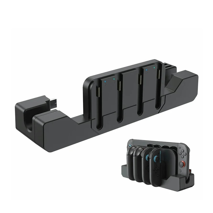 3in1 Magnetische Ladestation Charging-Dock mit LED-Ladeanzeige und Spielekartenhalterung für Nintendo Switch 2 Joy-Cons - Schwarz