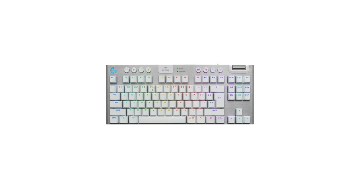 LogitechG915 X LIGHTSPEED TKL Low-Profile Wireless Gaming Keyboard  (Wit, US-International, GL Tactile, Double-Shot PBT, RGB, LIGHTSPEED draadloos / Bluetooth / USB-C)