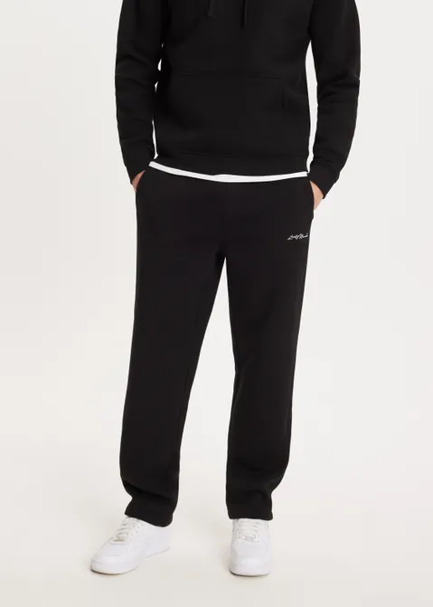 Brushed straight broek zwart (ZWART)