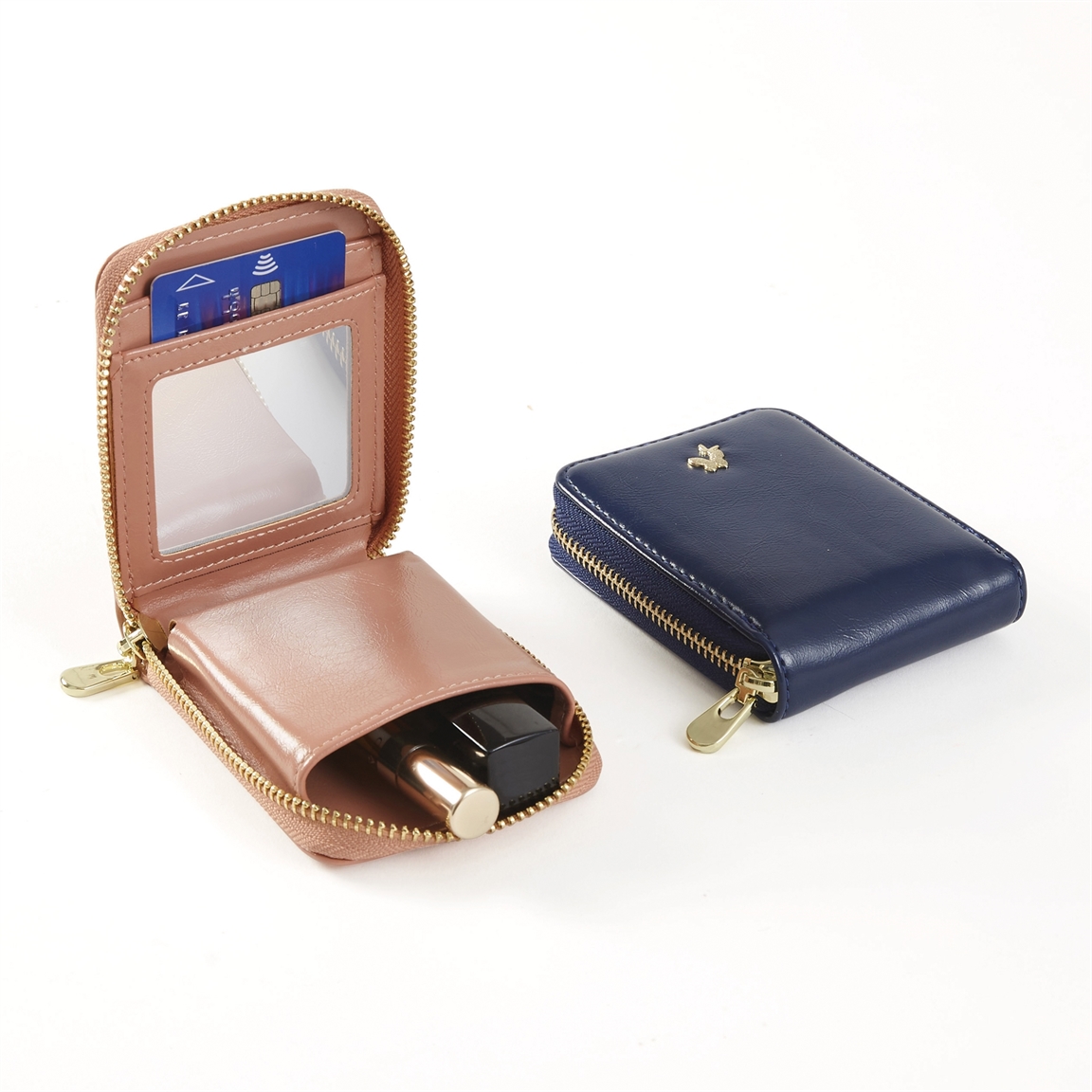 Porte-cartes miroir : marine ou rose