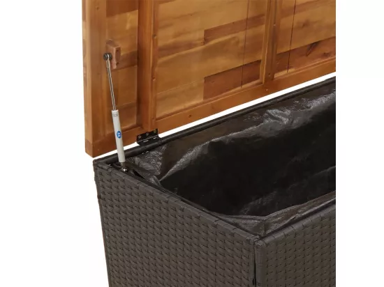 Prolenta Premium - Boîte de rangement de jardin noir résine tressée bois d'acacia