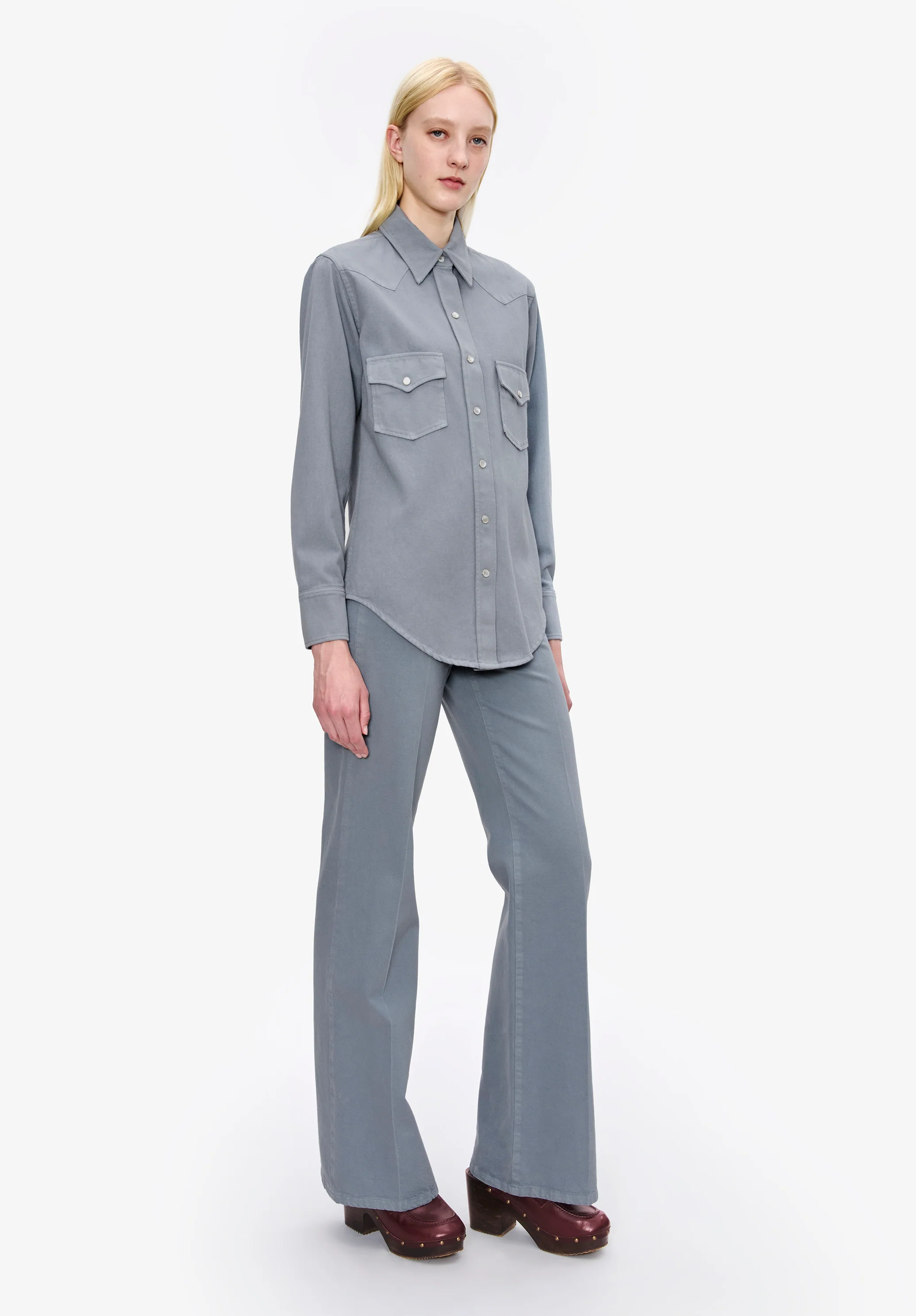 Chemise Western - Bleu gris