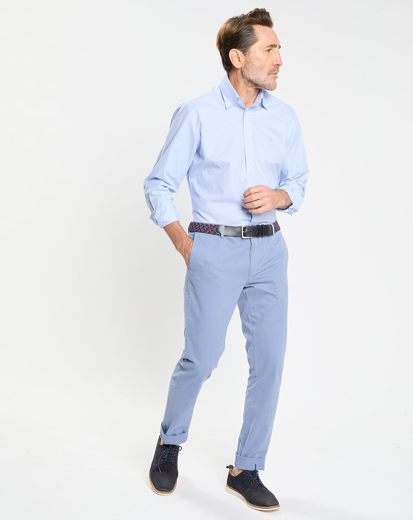 Hackett London Chemise Slim Fit Pop à micro vichy bleu ciel
